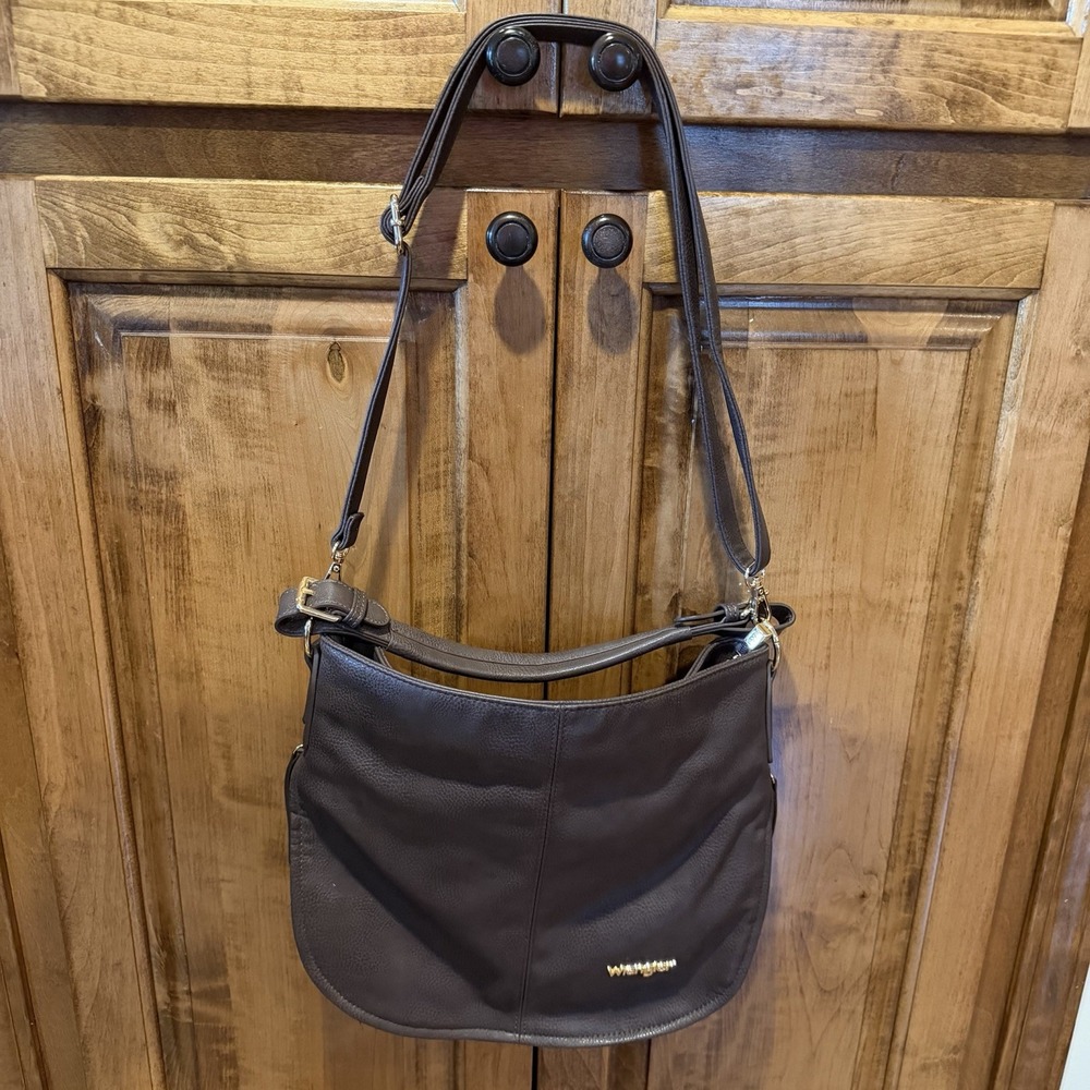 Wrangler Hobo Purse Bag for Women Brown Leather Top Handle Shoulder Purse NWT